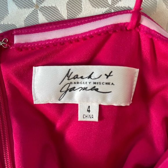 Badgkey Mischa gown, fuschsia, ruffles, sequins strapless, size 4 - Picture 6 of 7